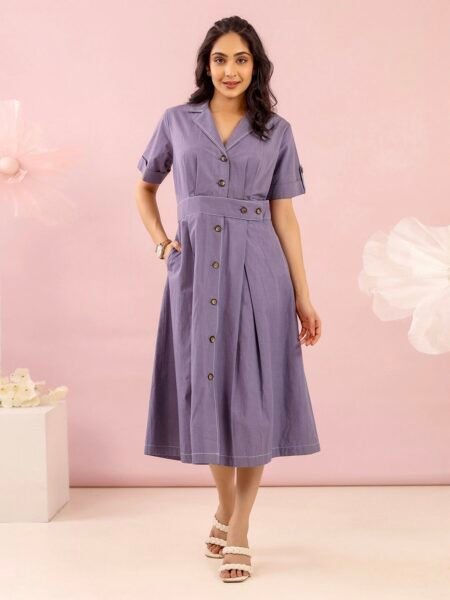 Moon Blue Poplin Blazer Dress